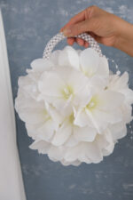 İncili Zambak Özel Tasarım Yuvarlak Çanta Gelin Buketi - Görsel 2