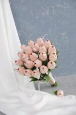 İncili Islak Toz Pembe Lale Gelin Buketi