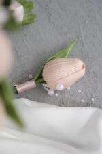 İncili Islak Toz Pembe Lale Gelin Buketi - Görsel 5