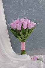 İncili Islak Pembe Lale Gelin Buketi - Görsel 2