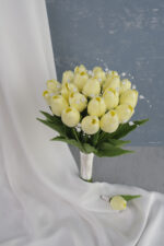 İncili Islak Soft Sarı Lale Gelin Buketi - Görsel 4