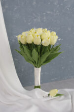 İncili Islak Soft Sarı Lale Gelin Buketi - Görsel 2