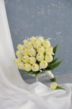 İncili Islak Soft Sarı Lale Gelin Buketi