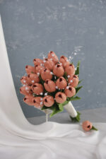 İncili Islak Somon Lale Gelin Buketi