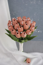 İncili Islak Somon Lale Gelin Buketi - Görsel 3