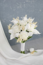 Lale Gala Gül Beyaz Aranjman Gelin Buketi