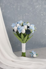 Islak Lale Gül Mavi Lacivert Gelin Çiçeği - Görsel 3