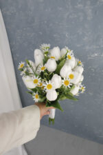 Papatyalı Islak Lale Premium Gelin Buketi - Görsel 2