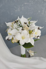 Islak Lale Gala Manolya Beyaz Gelin Buketi - Görsel 4