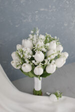 Islak Lale Romantik Beyaz Gelin Buketi