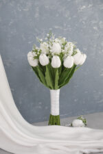 Islak Lale Romantik Beyaz Gelin Buketi - Görsel 3