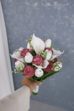 Islak Lale Gala Gül Kırmızı Beyaz Gelin Çiçeği - Görsel 2