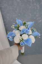Islak Lale Gala Gül Bebe Mavi Gelin Buketi - Görsel 2