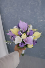 Islak Lale Gala Lila Sarı Gelin Buketi - Görsel 2