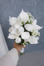 Islak Lale Gala Gül Beyaz Modern Gelin Çiçeği - Görsel 4