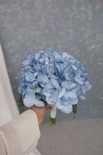 İncili Mavi Ortanca Gelin Buketi